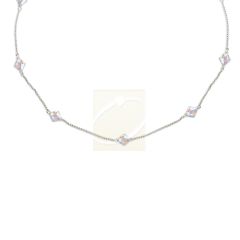 Silver Swarovski Crystal Bicone Rolo Chain Station Necklace 18 Inches
