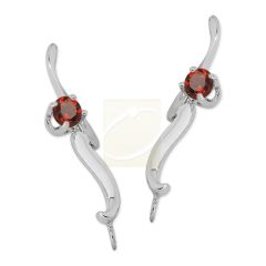 Ear Climber Earrings Birthstone Swirl - Ear Pin Earrings Gemstone in Sterling Silver – Birth Stone Ear Crawler Earrings