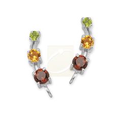 Colors of Fall Garnet, Citrine, Peridot Ear Pin Earrings in Silver