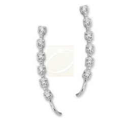 6-in-1 CZ Ear Pin Earrings in Silver