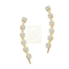 6-in-1 CZ Ear Pin Earrings in Gold Over Silver