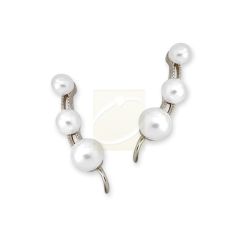 Sterling Silver 3-in-1 Round Cultured Pearl Ear Pin Earrings