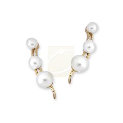 Gold Over Silver 3-in-1 Round Cultured Pearl Ear Pin Earrings