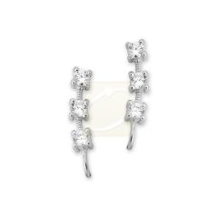 Sterling Silver 3-in-1 Cubic Zirconia Ear Pin Earrings