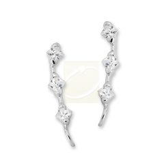 Sterling Silver Cubic Zirconia 3-in-1 Illusion Ear Pin Earrings