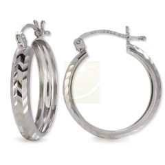 Diamond Cut Dome Hoop Earrings in Silver