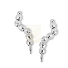 Ear Climbers Sterling Silver Faceted Beads Ear Pin Earrings - Short Version
