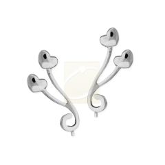 Ear Pin Ear Climber Earrings Double Swirl Hearts Sterling Si