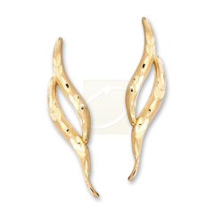 Gold Over Silver Double Swirl Diamond Cut Faceted Ear Pin Ea