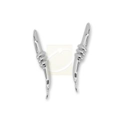 Sterling Silver Ribbed Center Shiny Ear Pin Earrings
