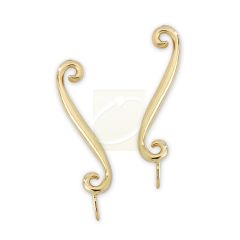 Wispy Simple Swirl Polished Ear Pin Earrings in 10k Yellow G
