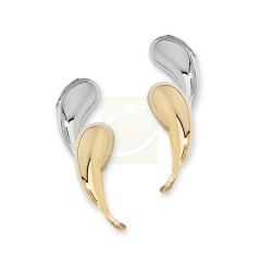 14k Two Tone Kissing Dew Drop Ear Pin Earrings