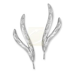 14k White Gold Double Diamond Cut Curves Ear Pin Earrings