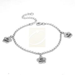 Inspirational Charm Bracelet Flower Charms Be Well, Be Blessed, Be Loved Sterling Silver