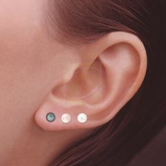 14k Gold White-Pink-Grey Freshwater Cultured Pearls Triple Set Stud Earrings