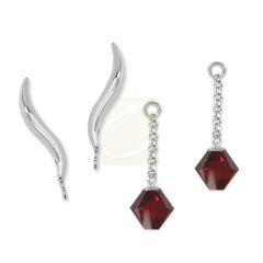 Ear Pin Ear Climber Earrings with Interchangeable Birthstone Dangles Sterling Silver