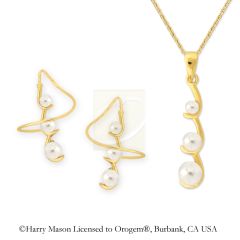 18k Gold Over Silver Graduating Pearls Earspirals Earrings w