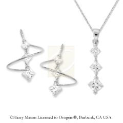 Silver Princess Cut Cubic Zirconia Earspirals Earrings with 