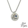 Stainless Steel Birthstone Best Mom Pendant Necklace