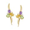 Gold Over Silver Multi Gemstone Pearshape Springtime Ear Pin Earrings
