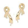 Gold Over Silver Ribbon of Hope Breast Cancer Awareness Ear Pin Earrings