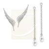 Silver Angel Wing Ear Pin Earring with Cubic Zirconia Interchangeable Enhancers