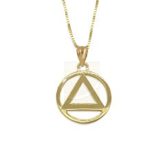 Gold Sobriety Pendant - AA Recovery Charm - Small Size 12.50mm - 18kt Gold Over Sterling Silver