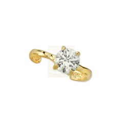 18k Gold Over Silver Round Cubic Zirconia  Earcuff Earring 