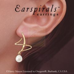 10k Yellow Gold Teardrop White Pearl Earspirals Earrings