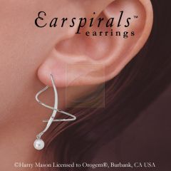 Round Pearl Earspirals Earring in 14kt White Gold- Long Version