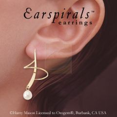 Round Pearl Dangle Earspirals Earrings in 14k Yellow Gold
