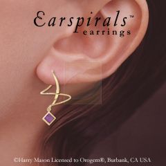 Square Cut Amethyst Dangle Earspirals Earrings in 14k Yellow Gold
