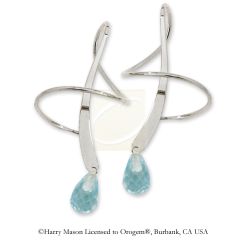 Briolette Blue Topaz Classic Earspirals Earring in 14kt White Gold