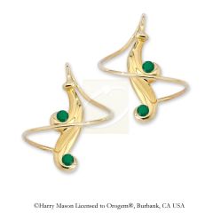 Green Onyx Fleur De Lis Earspirals Earring in 14kt Yellow Gold