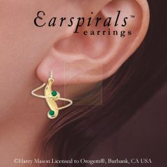 Green Onyx Fleur De Lis Earspirals Earring in 14kt Yellow Gold