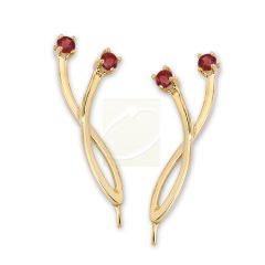Ruby Crossover Ear Pin Earrings in 14k Yellow Gold