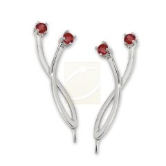 Ruby Crossover Ear Pin Earrings in 14k White Gold