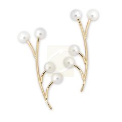 Pearl Spray Ear Pin Earrings in 14k Yellow Gold