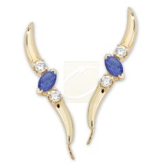 Tanzanite & Diamond Ear Pin Earrings in 14k Yellow Gold