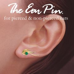 Emerald Ear Pin Earrings in 14k Yellow Gold