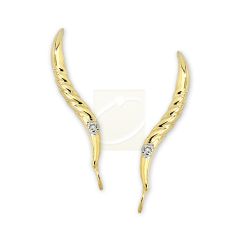 Diamond Accent Twisted Center Ear Pin Earrings 14k Yellow Gold