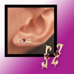 Garnet Ear Pin Earrings in 14k Yellow Gold