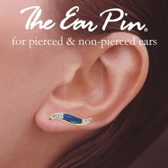 Ear Pin Ear Climber Earrings Inlaid Opal & Diamond 14k Yellow Gold