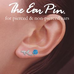 Ear Climbers Blue Topaz Flower Stem Ear Pin Earrings Sterling Silver