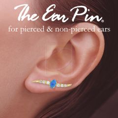 Ear Climber Earrings Ear Pin Oval Opal Center CZ Accents Earcrawlers Large Version