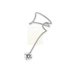 Cubic Zirconia Solitaire Single Wrap Earcuff Earring in Sterling Silver