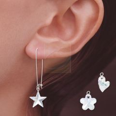 Silver Interchangeable Swarovski Clear Crystals Stars, Hearts, and Flowers Kidney Wire Earrings