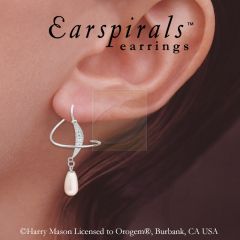 Earspirals Earrings Diamond Accent Dangling Teardrop Pearl Sterling Silver