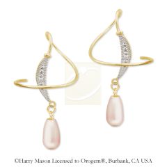 Earspirals Earrings Diamond Accent Dangling Teardrop Pearl 18k Gold Over Silver