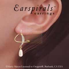 Earspirals Earrings Diamond Accent Dangling Teardrop Pearl 18k Gold Over Silver